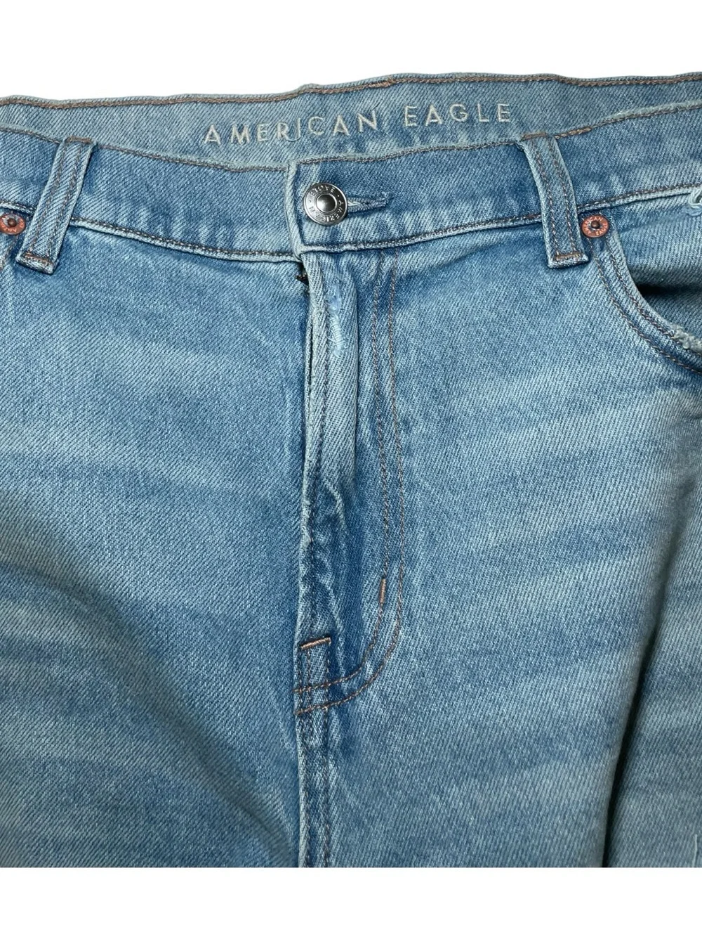American Eagle AE Ex-Boyfriend Denim Shorts Distressed Light Wash Size 10